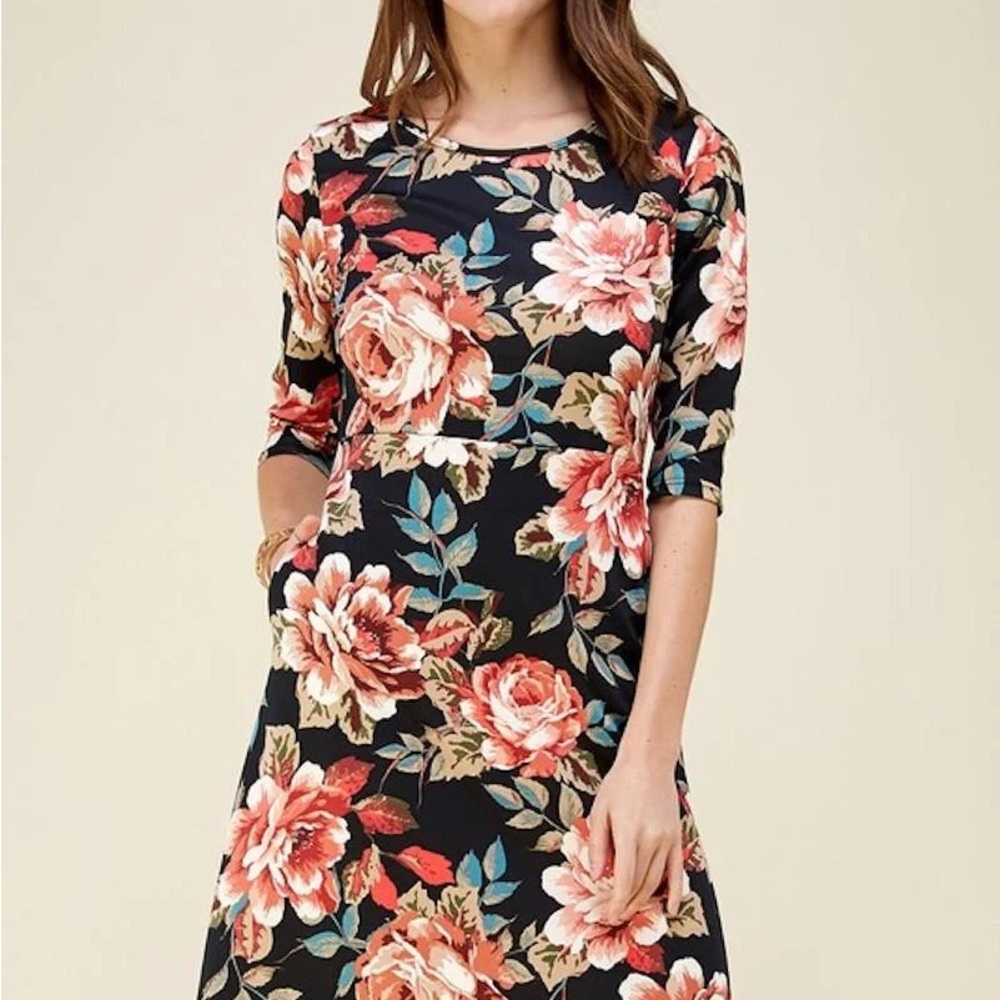 Floral Black Dress
